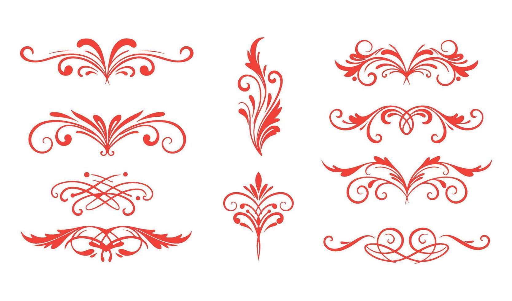 Artistic Swirl Ornament Set with Intricate Leaf and Floral Patterns vector