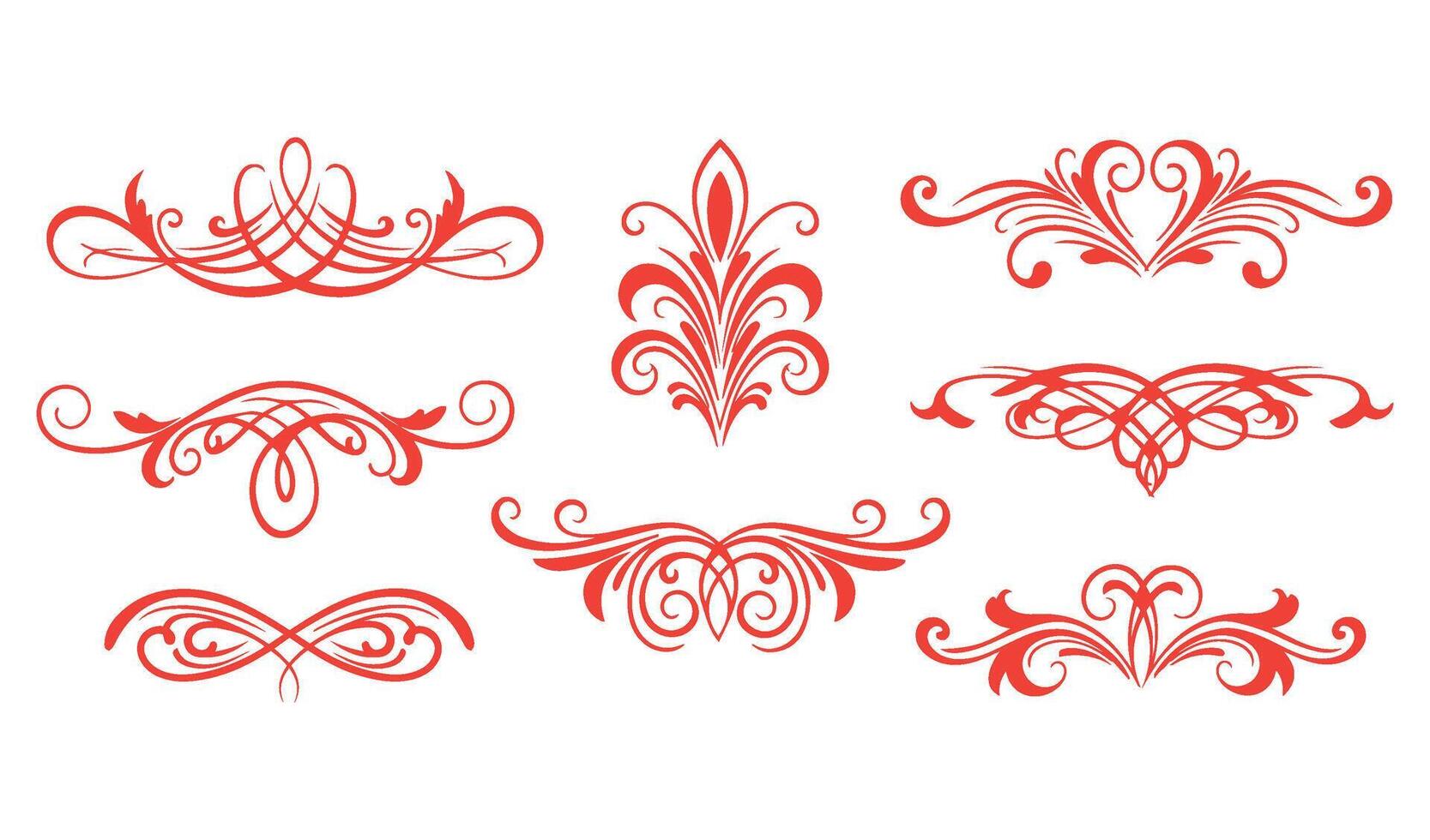 Artistic Swirl Ornament Set with Intricate Leaf and Floral Details vector