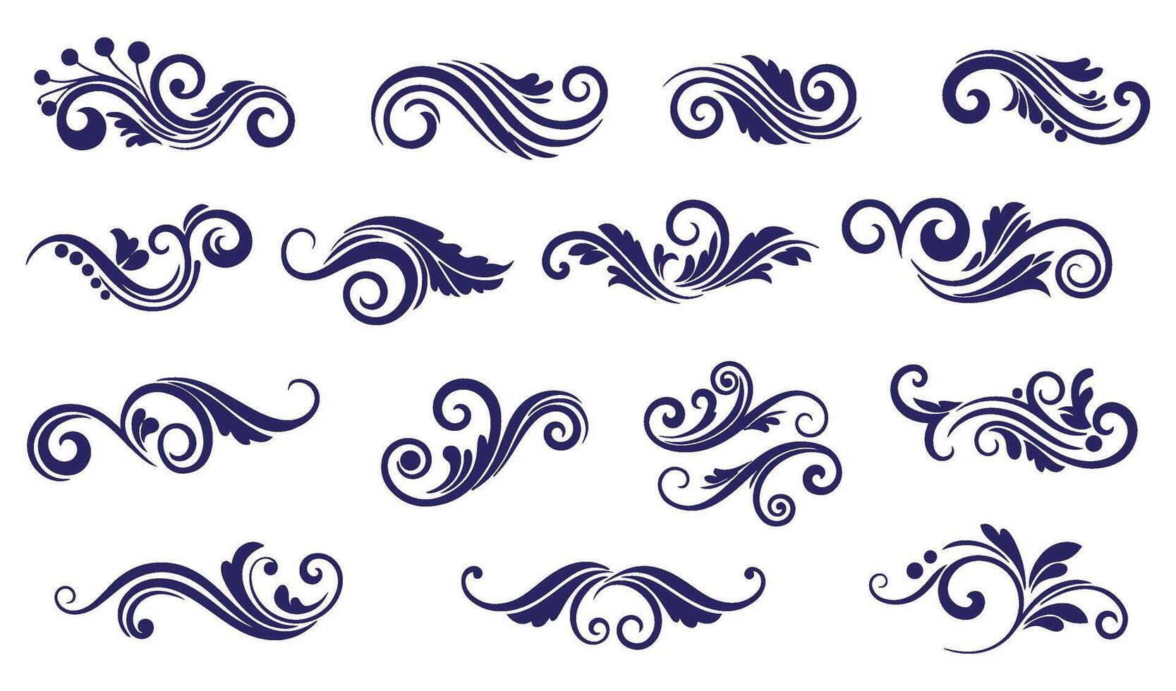 Elegant Floral and Swirl Ornament Set with Timeless Leaf Motifs vector