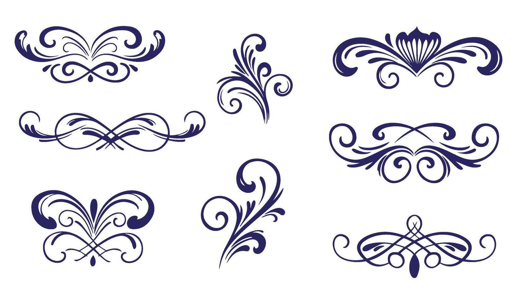 Timeless Leaf and Swirl Ornament Set for High-End Branding and Invitations vector