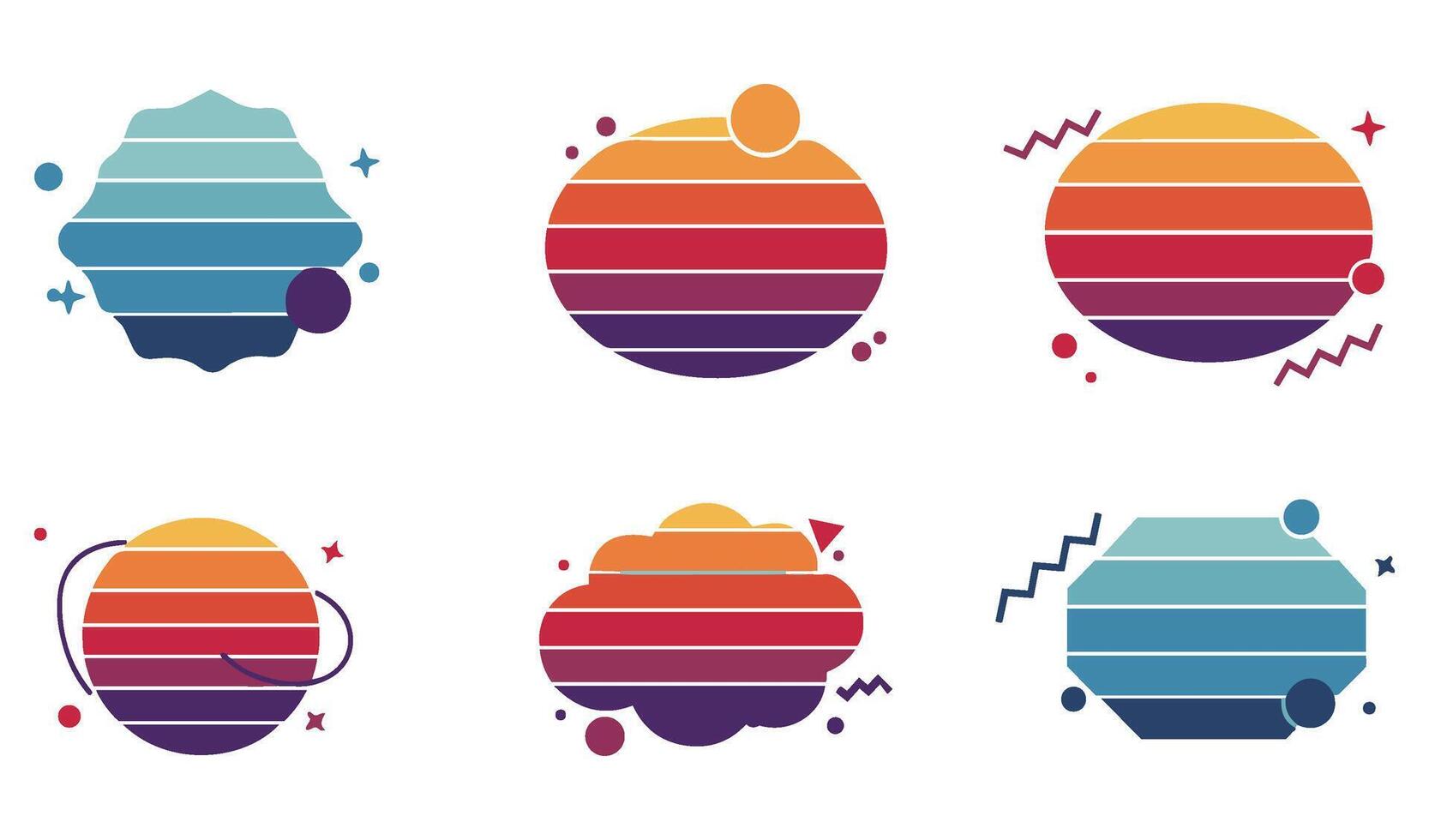 Retro Inspired Horizon Sunset Set with 80s Colors for Unique Design Concepts vector