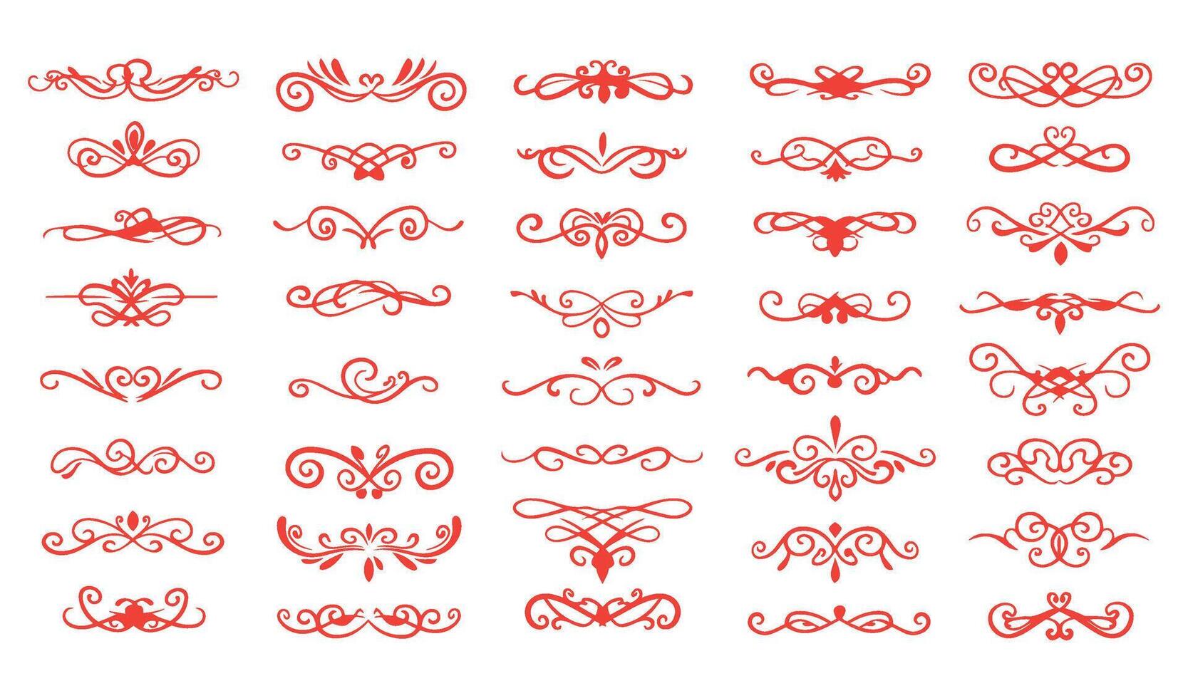 Elegant Leaf and Swirl Ornament Set for Stylish and Refined Designs vector