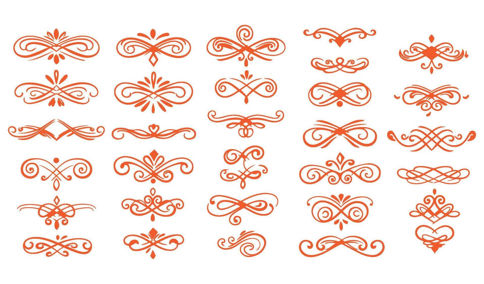 Ornamental Leaf Swirl Ornament Set Ideal for Elegant Invitations and Branding vector