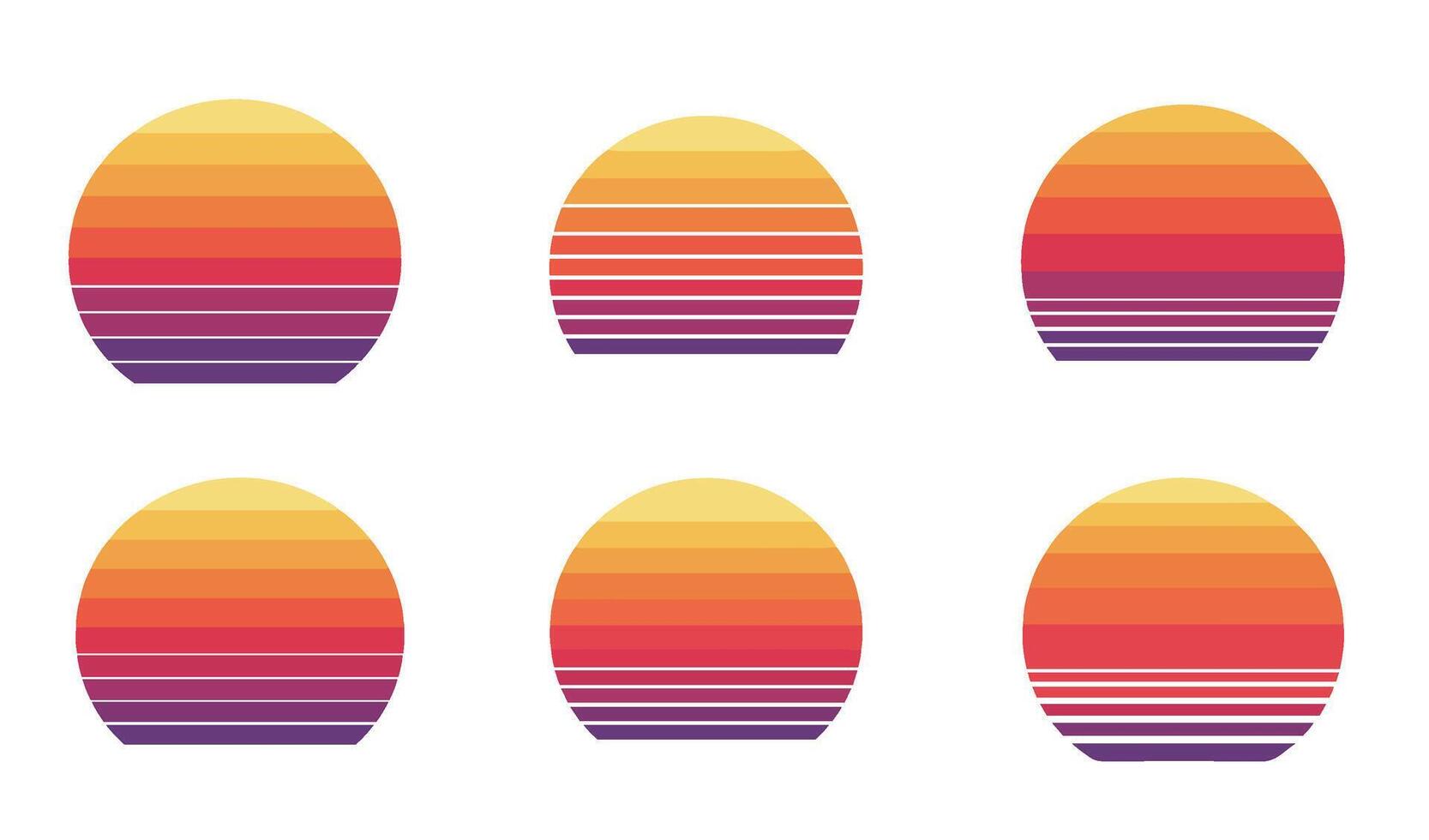 Retro Sunset Set Inspired by the 80s with Classic Palm Tree Horizons for Summer Themes vector