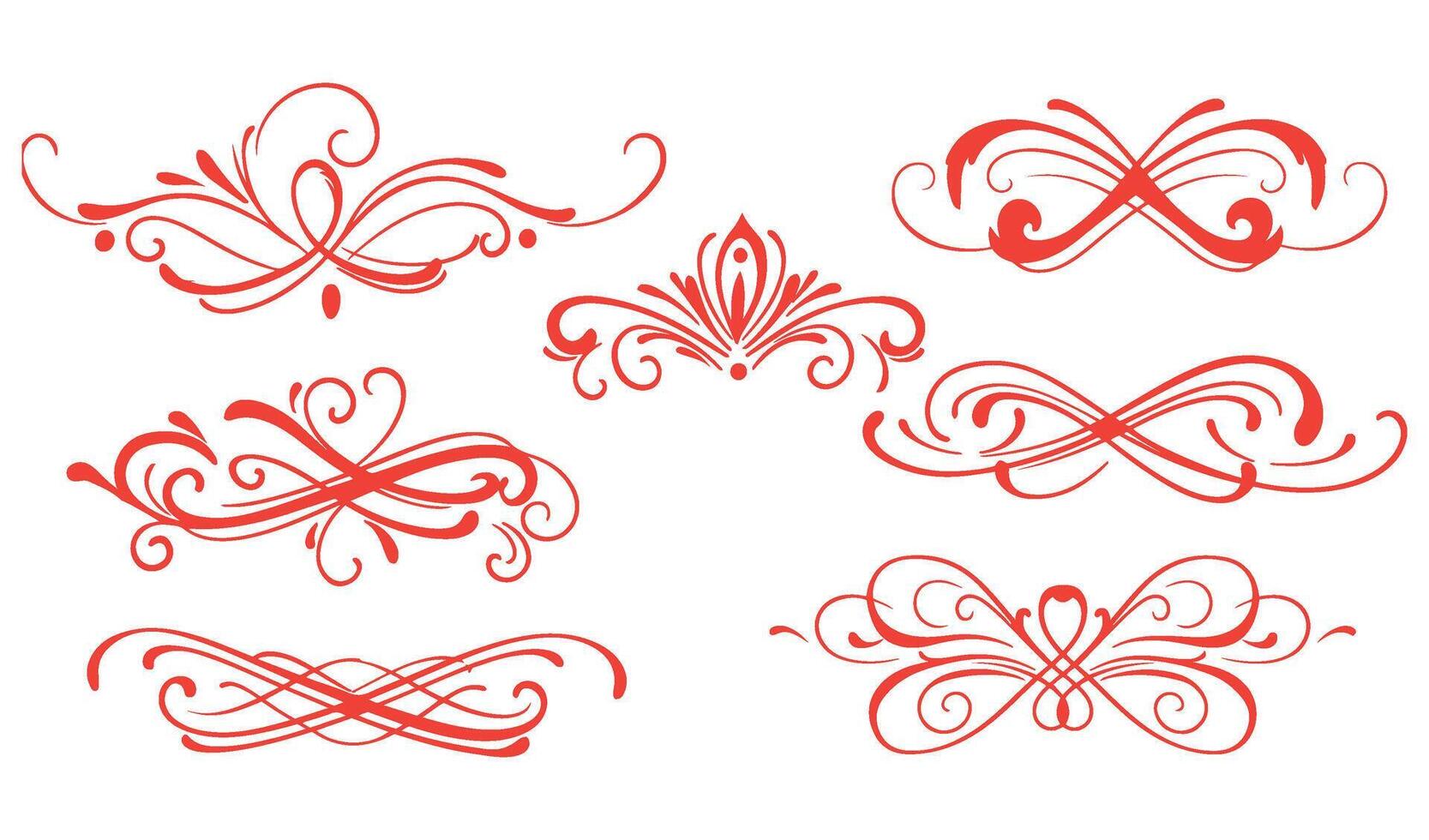 Timeless Swirl Ornament Set Featuring Decorative Leaf and Floral Motifs vector