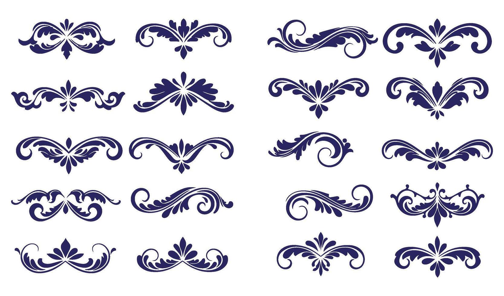 Sophisticated Floral Ornament Set with Leaf and Swirl Patterns for Timeless Designs vector