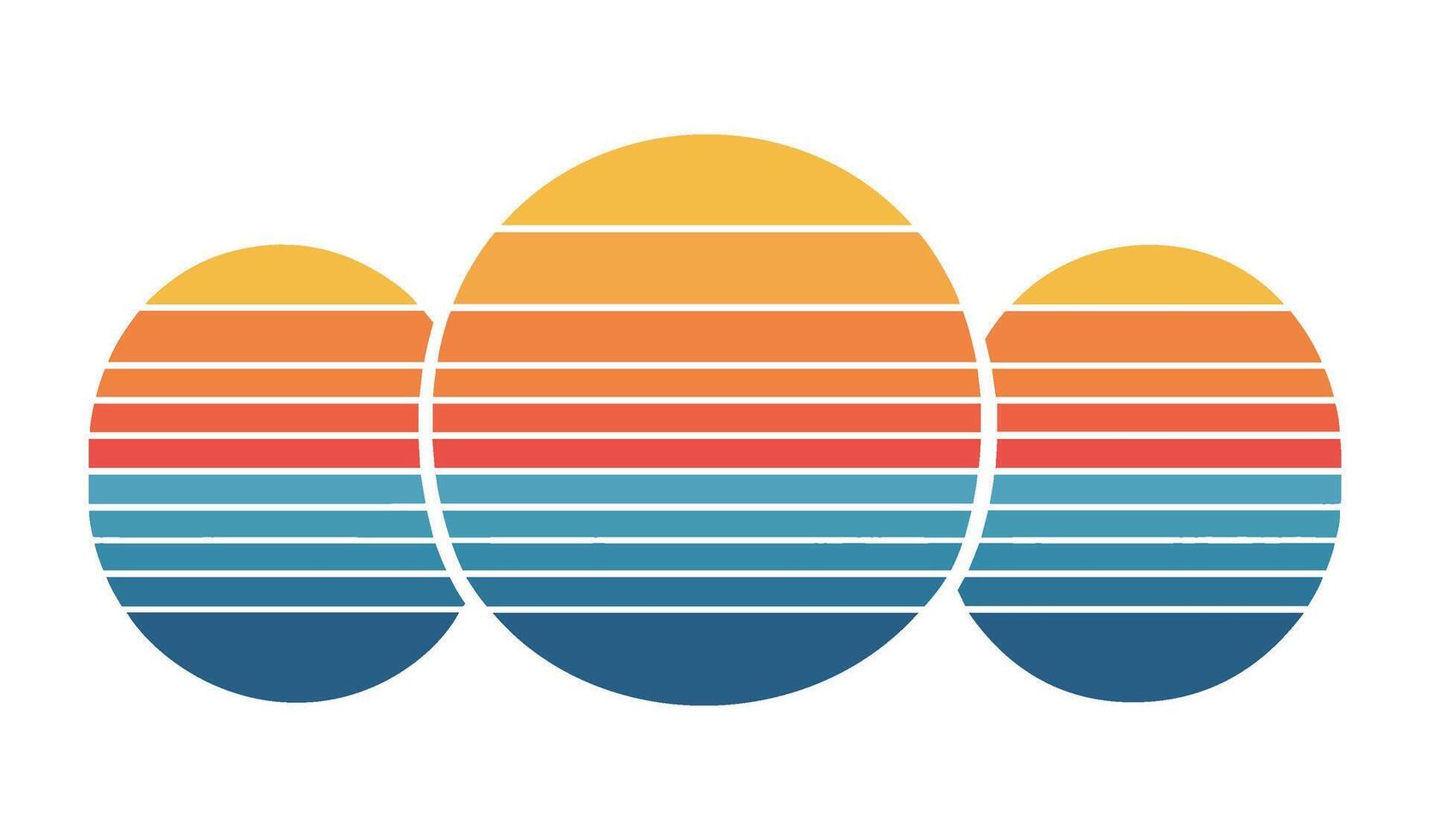 Vibrant Retro Sunset Set with 80s Aesthetic for Digital and Print Design Projects vector