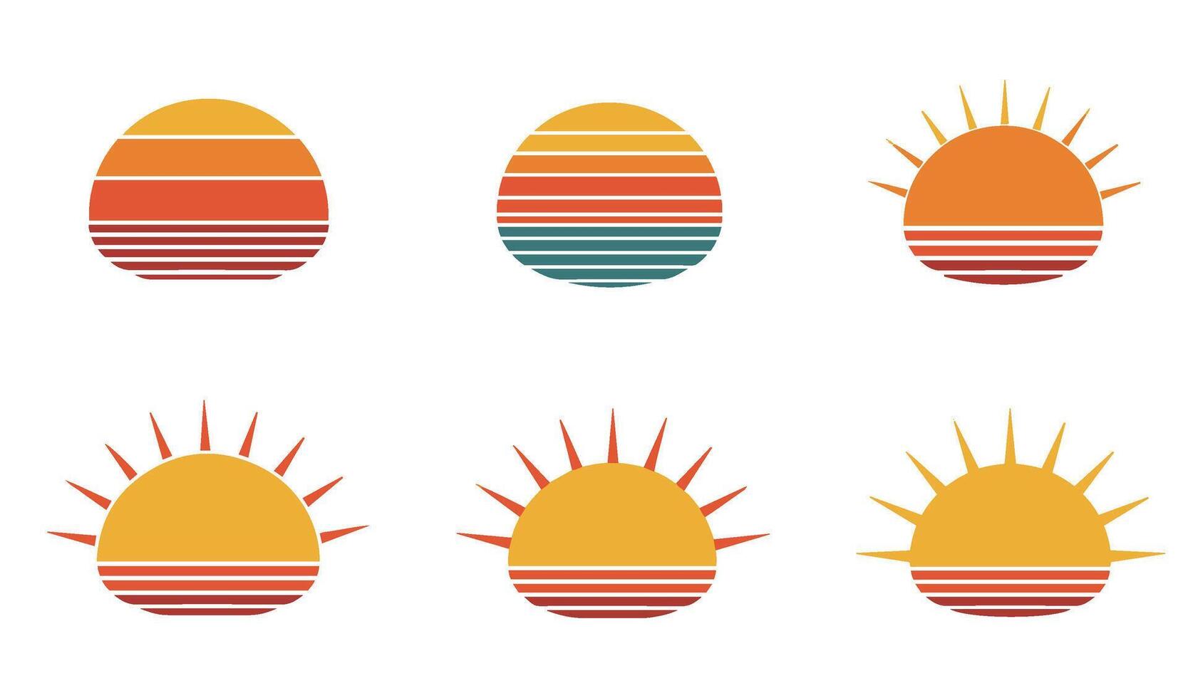 Retro Coastal Sunset Set for Poster and Branding Design vector