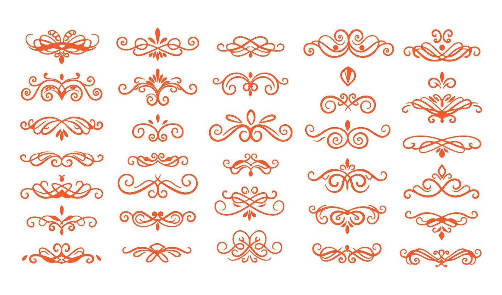 Artistic Leaf and Swirl Ornament Set Featuring Refined Floral Motifs vector