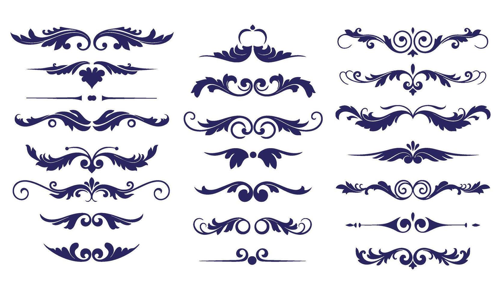 Ornamental Leaf Swirl Set with Intricate Floral Patterns for Creative Designs vector