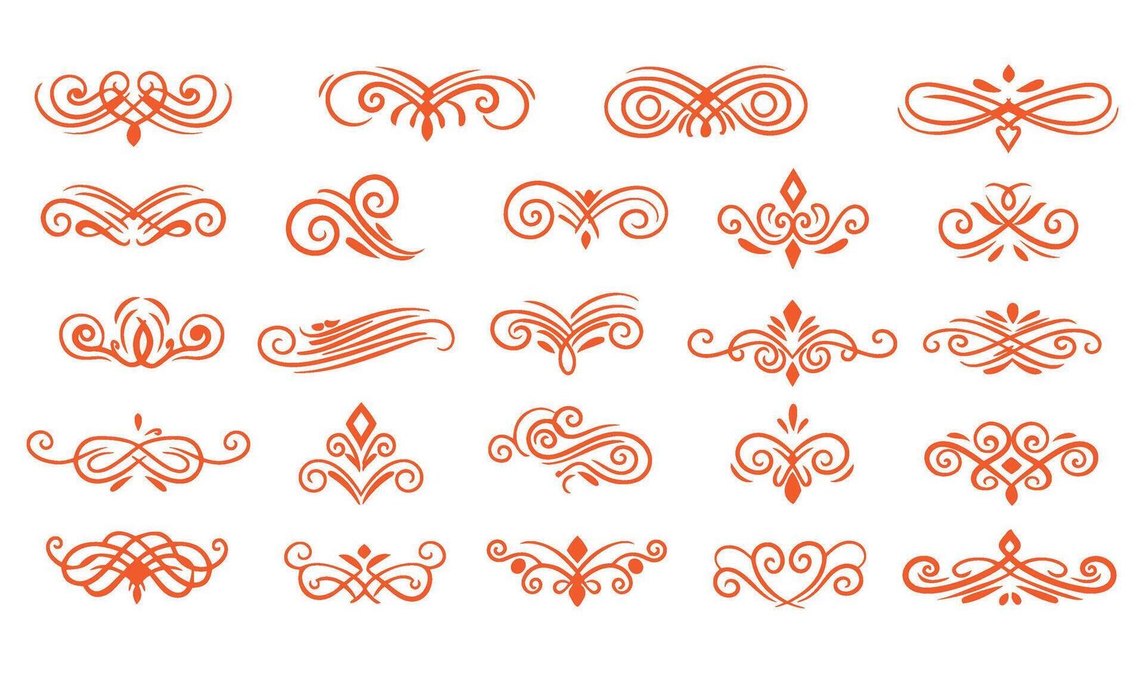 Intricate Floral Swirl Ornament Set Featuring Decorative Leaf Patterns vector