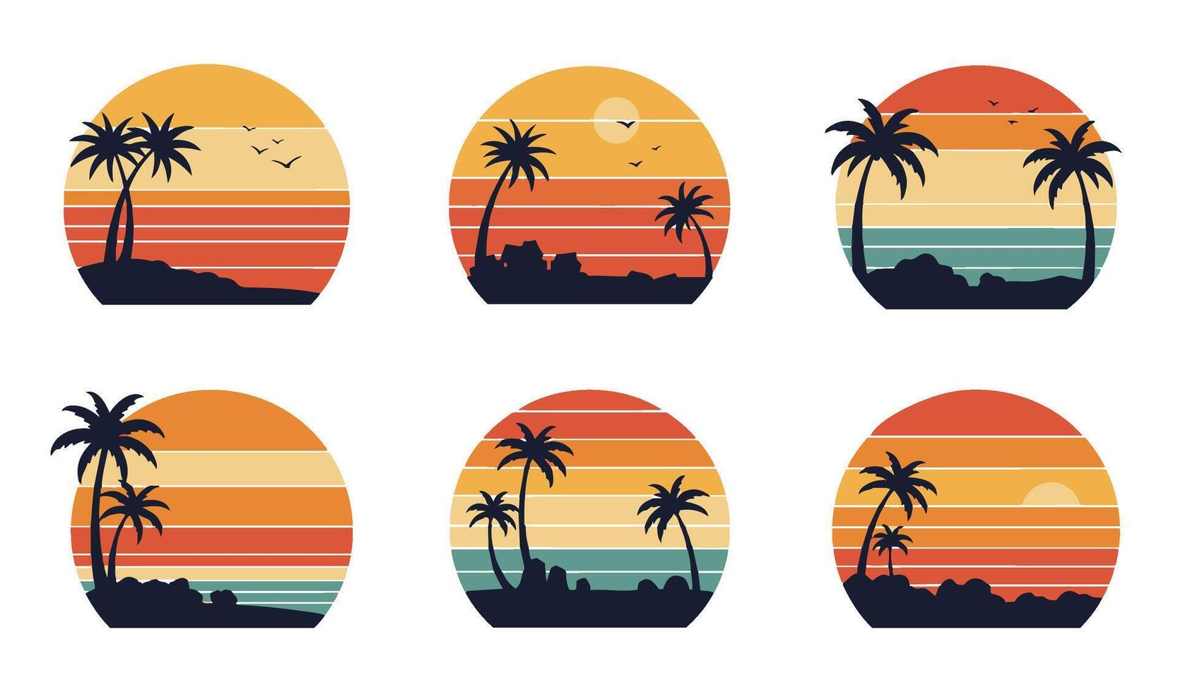 Minimalist Vintage Sunset Set for Versatile Design Use vector