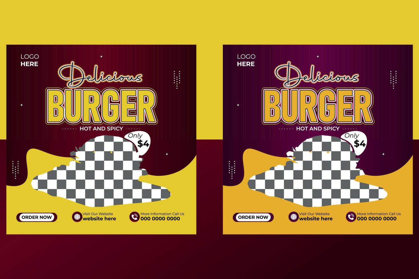 Special Burger Social Media Post Template Design vector