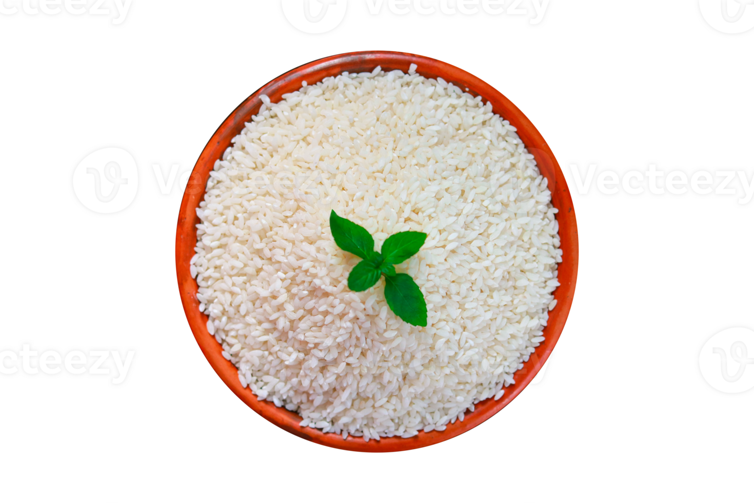 Rice in a bowl on a clay bowl on a Transparent background png