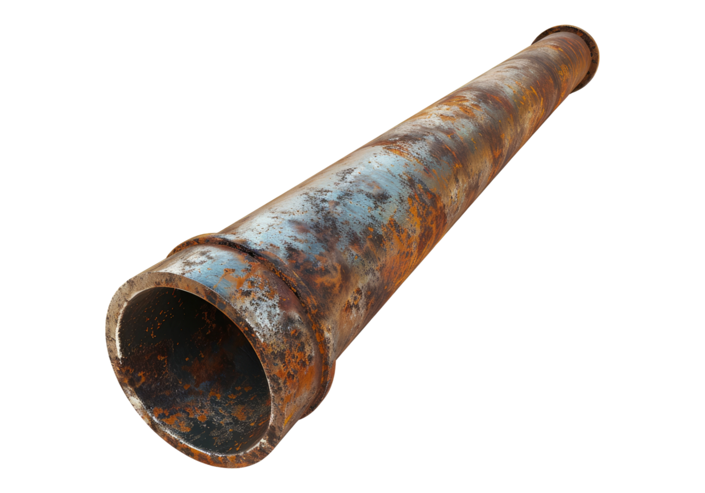 A rusty metallic pipe. png