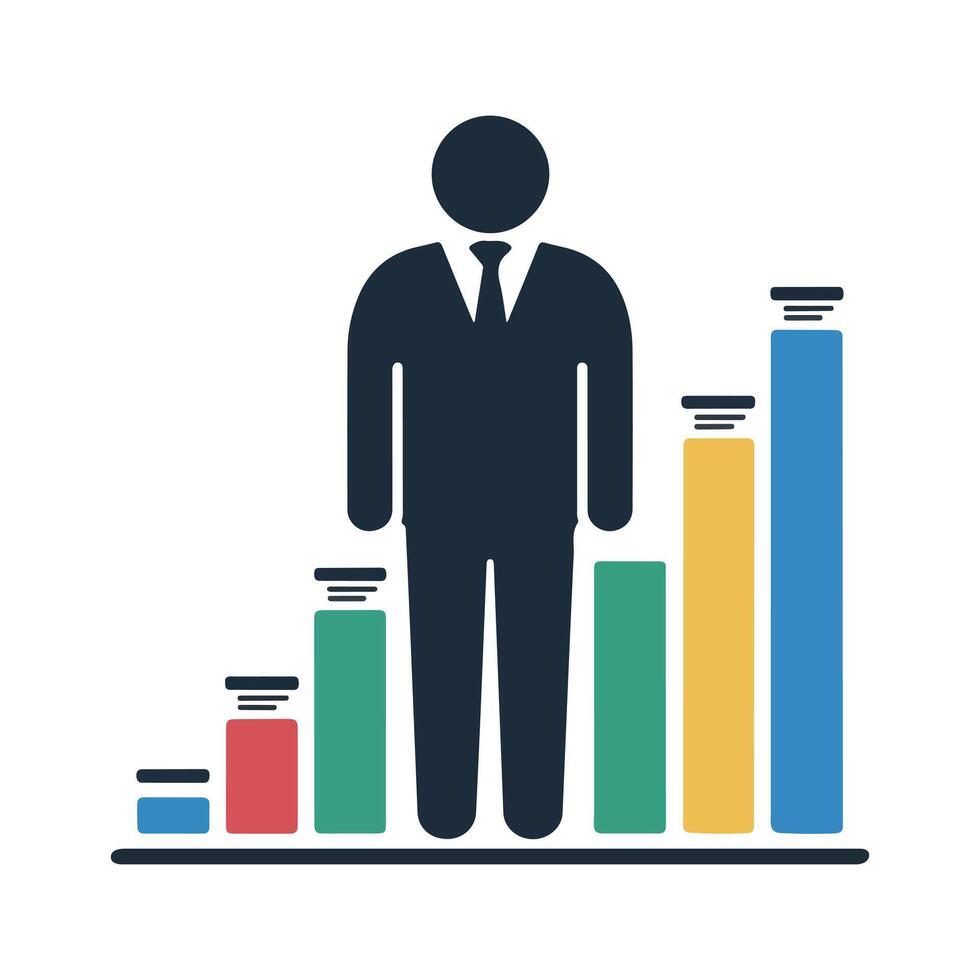 Bar chart line Growth and Success silhouette icon vector