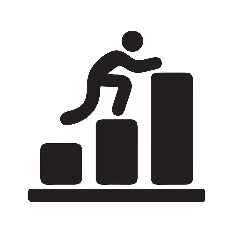 Person Climbing a Graph Representing Success vector