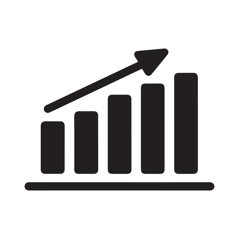 Illustrative graphic of rising bar graph signifying growth. vector