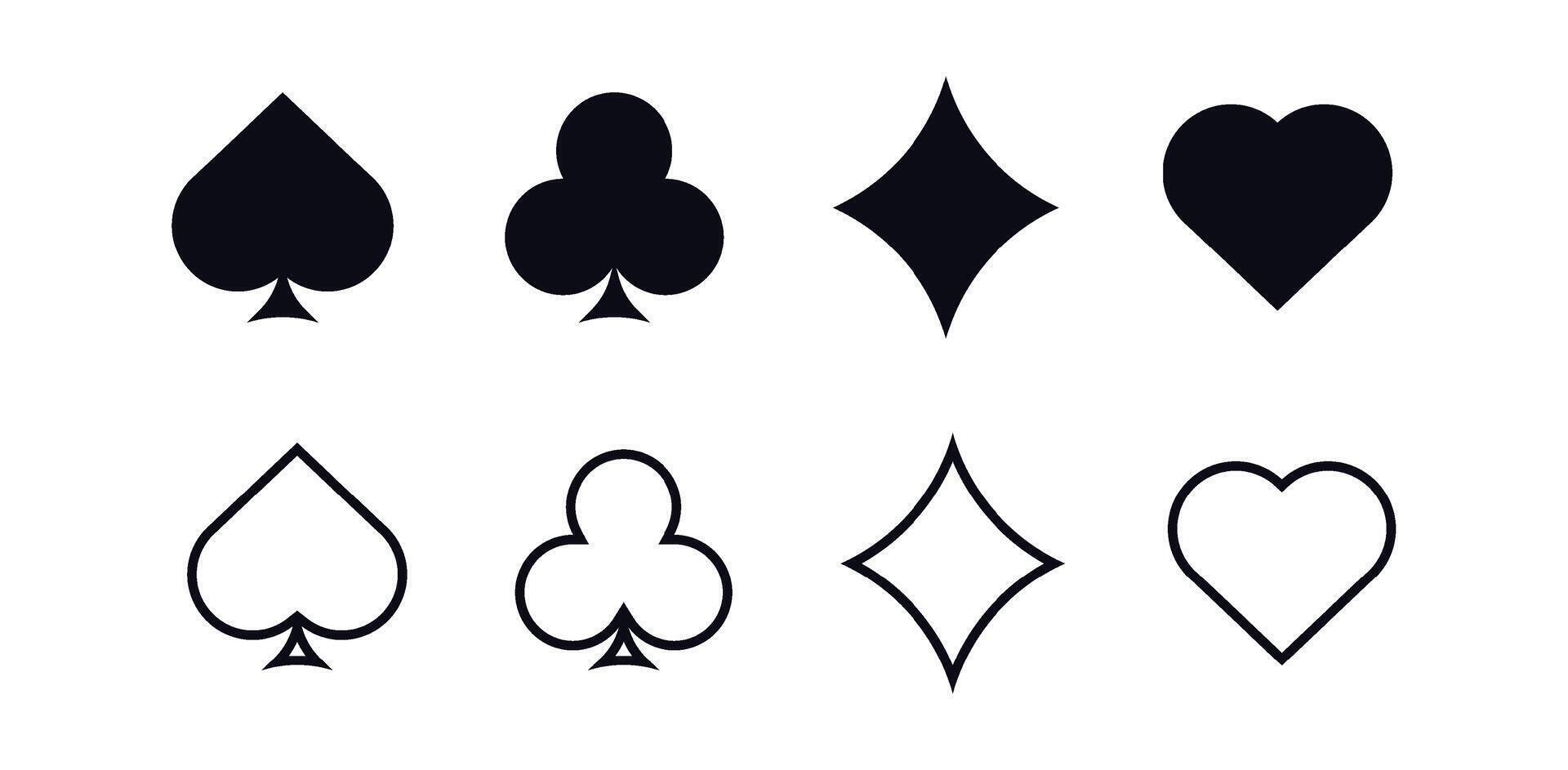 Black card suits. Fortune symbol of gambling luck in poker vector