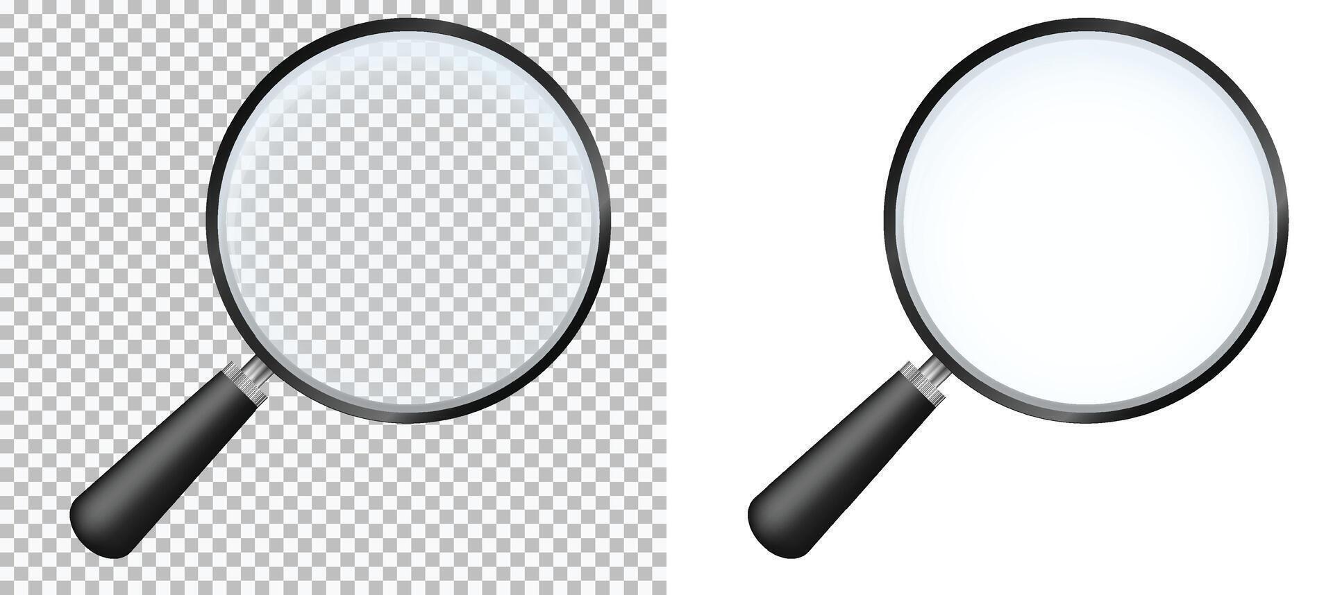 Realistic magnifying glass. Optical scaling and exploring tool vector
