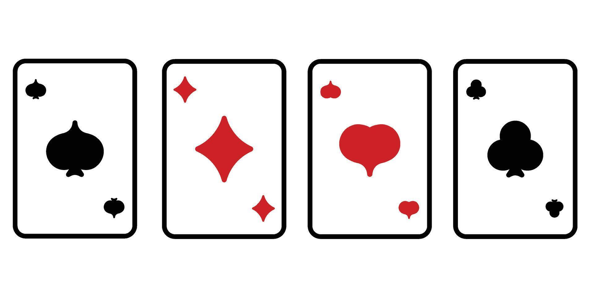 Gambling card suits. Game deck for poker and successful game in casino vector