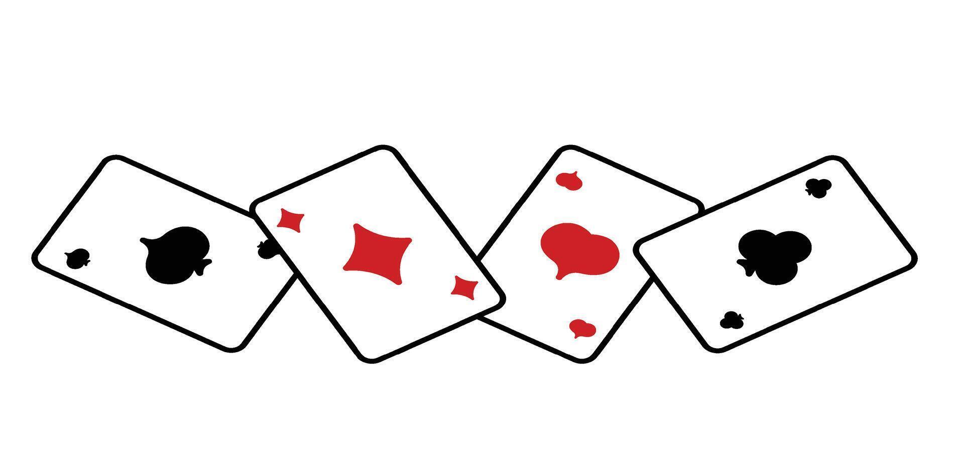 Scattered cards of four suits vector