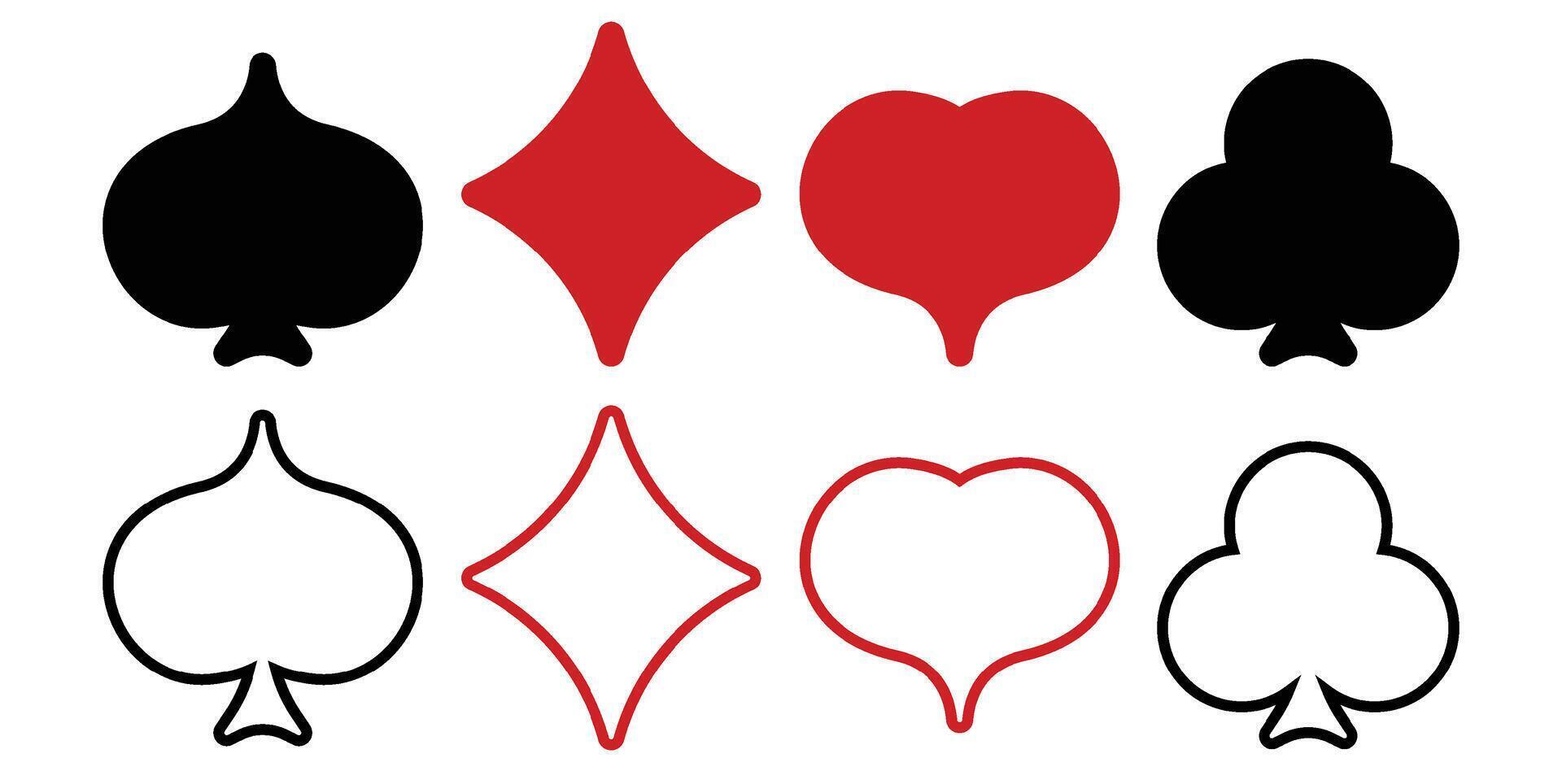 Black and red outline card suits vector