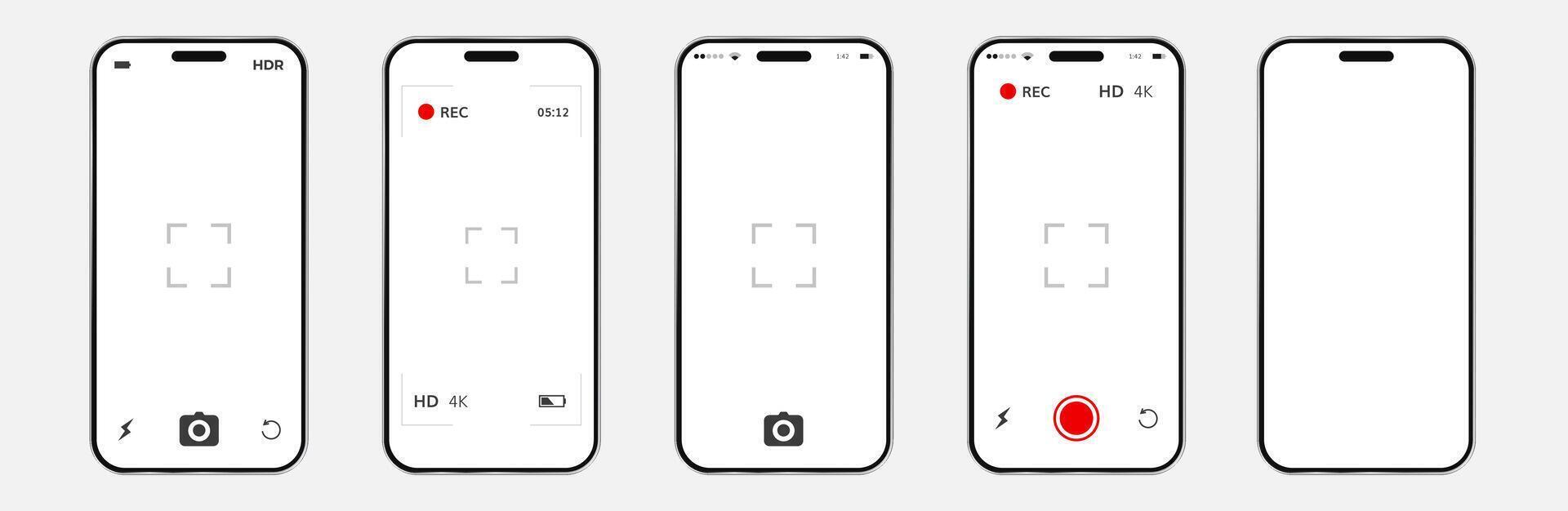 Mobile phone screen camera interface vector