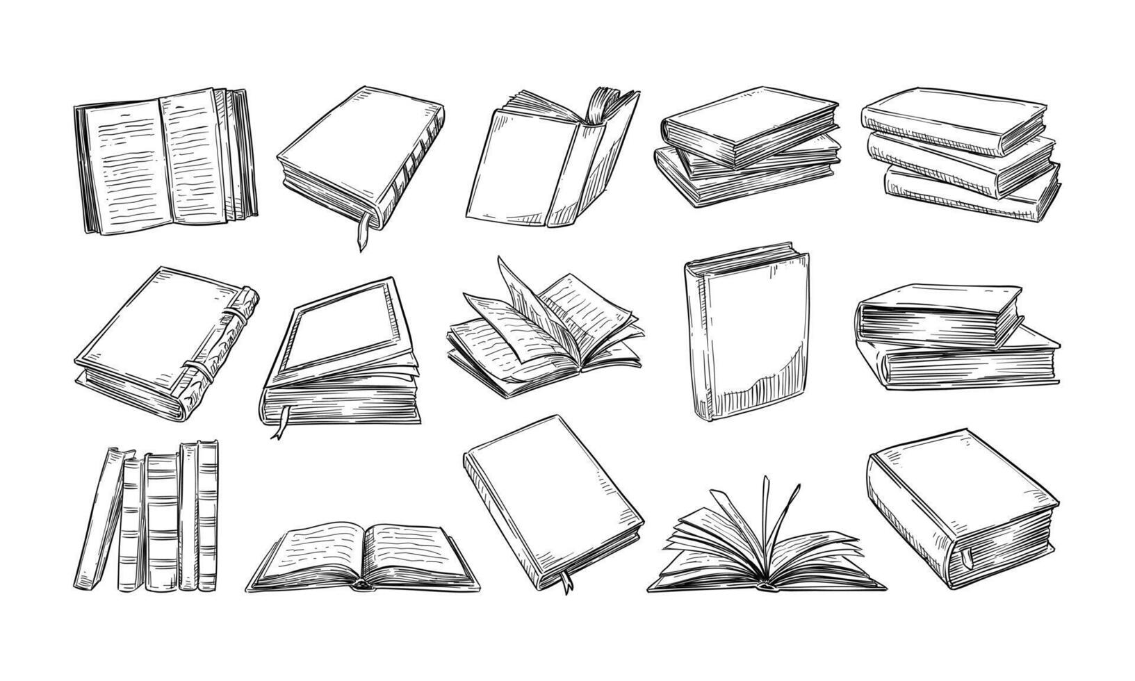 education books handdrawn collection vector