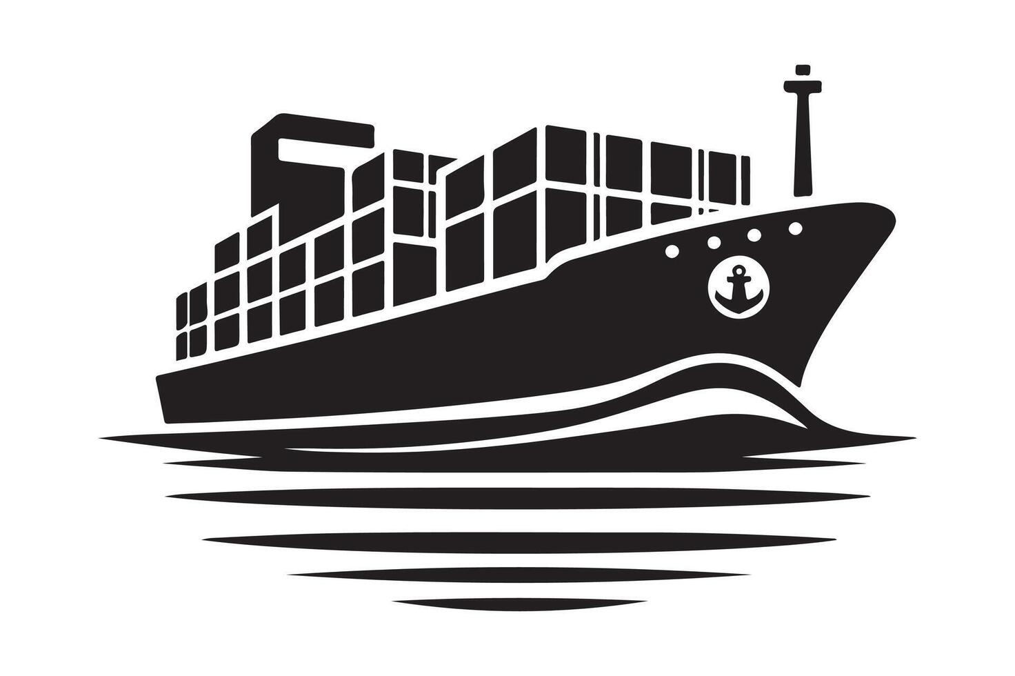 Maritime-Themed Container Ship Silhouettes for Creative Use vector