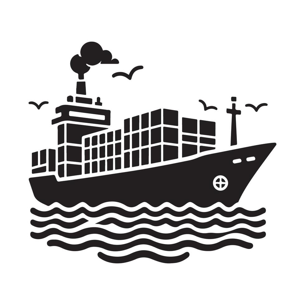 Download Container Ship Silhouettes for Transportation and Logistics Art vector