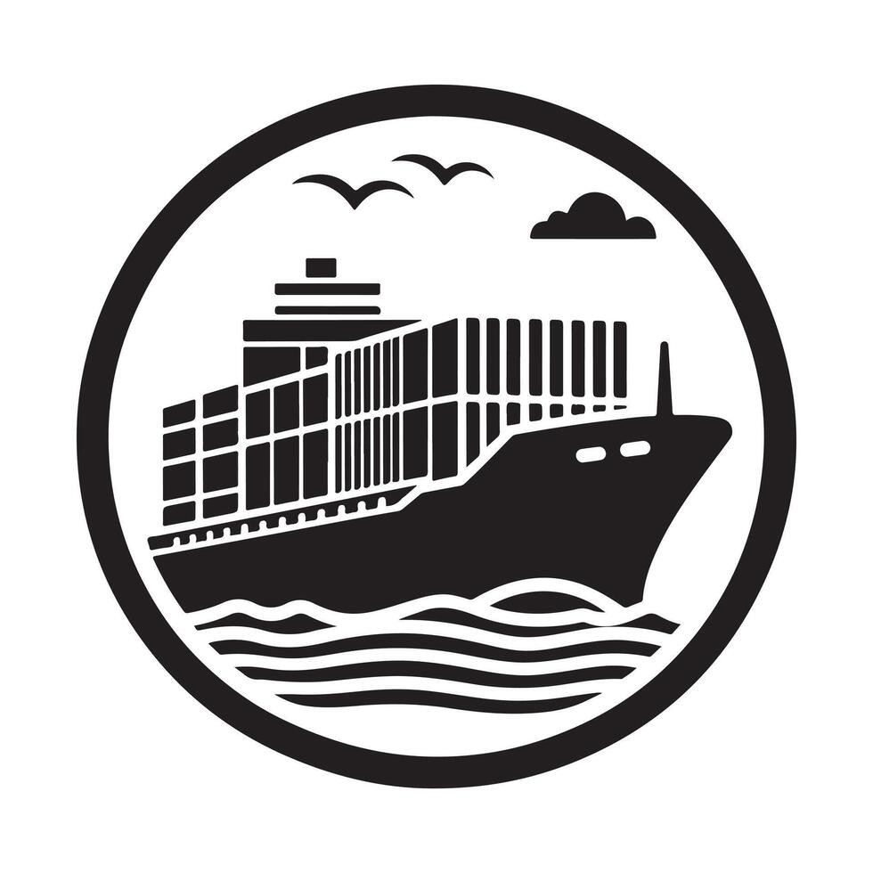 Container Ship Silhouette Vectors Files for Instant Download