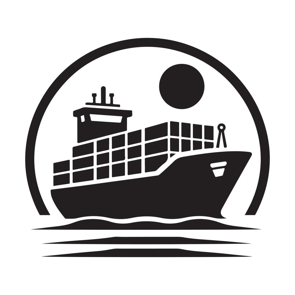 Container Ship Silhouette Vectors for Ocean Freight Marketing