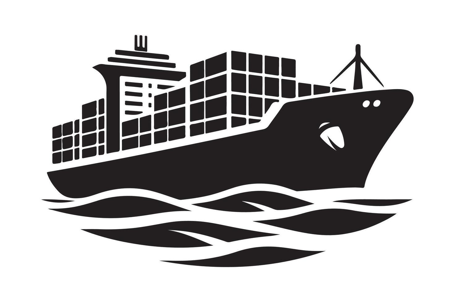 Container Ship Silhouette Vectors Illustrations for Web and Print Use