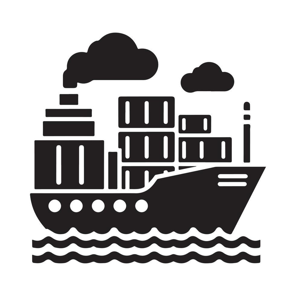 High-Quality Container Ship Silhouette Vectors Set for Maritime Branding
