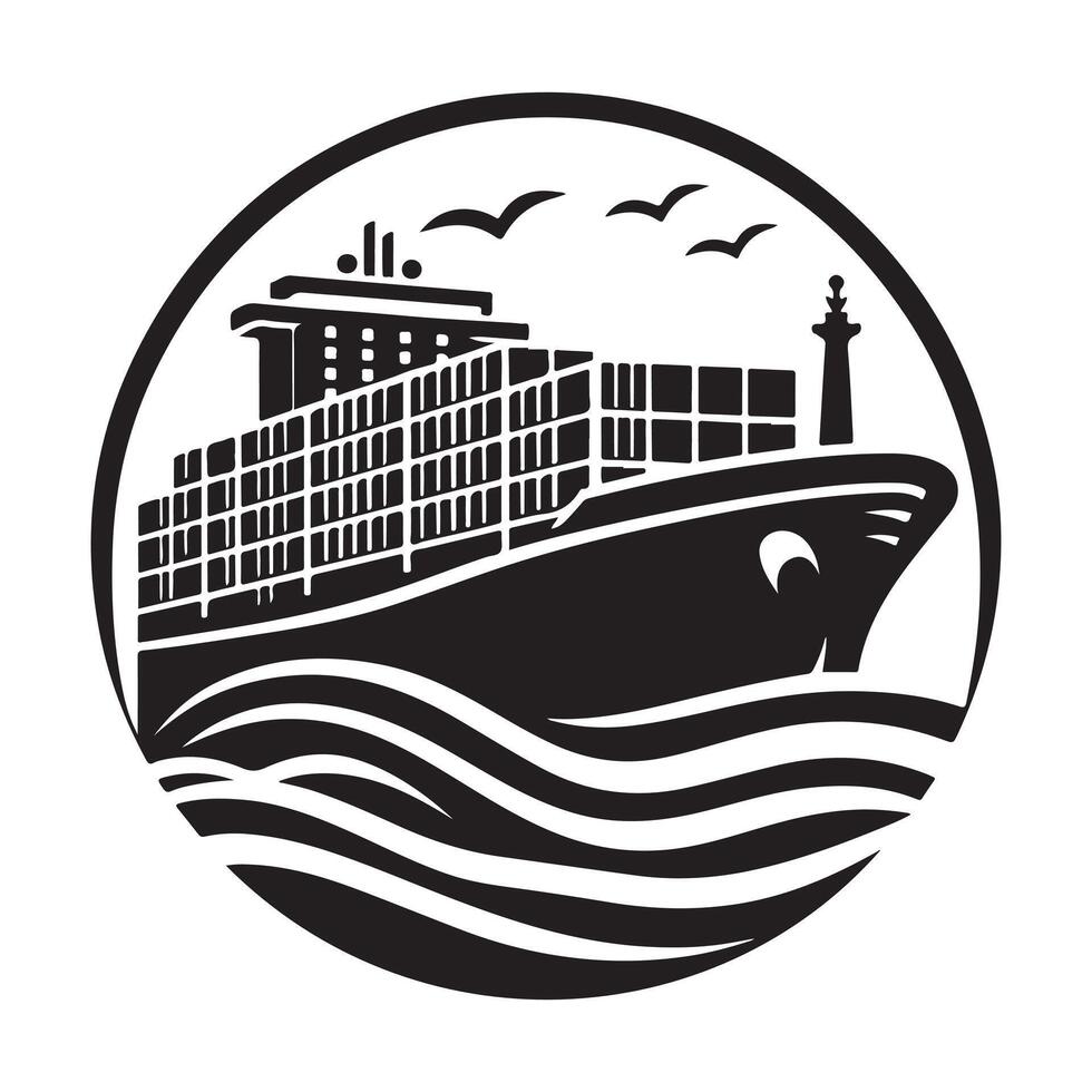 Timeless Container Ship Silhouettes for Elegant Design Projects vector