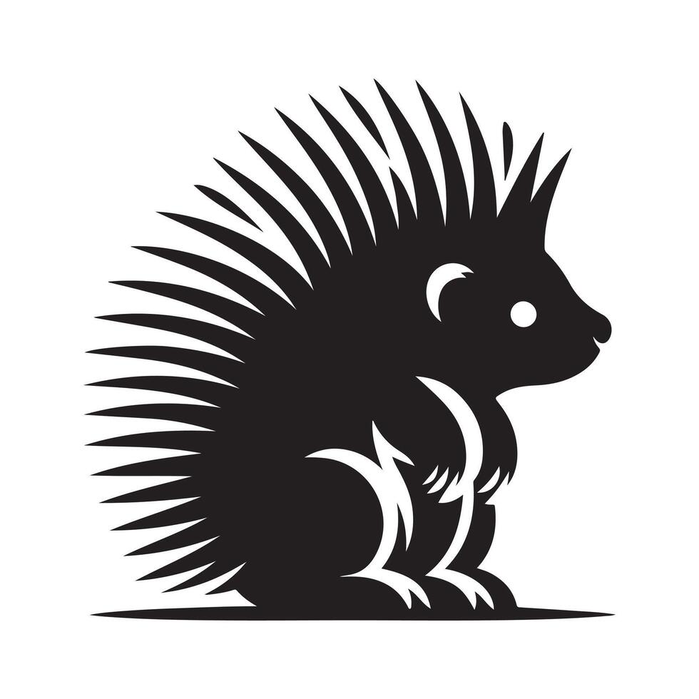 Wildlife Silhouette Vectors Featuring Porcupines for Graphic Art