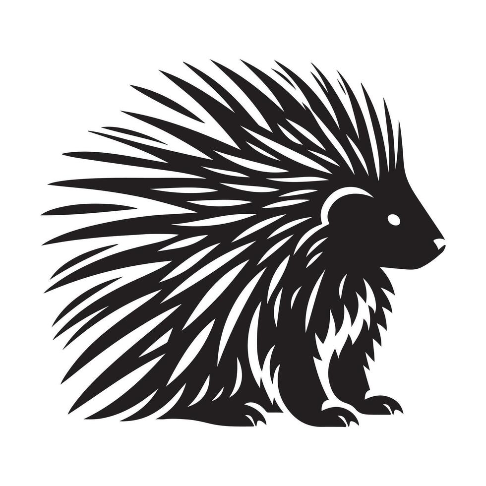 Elegant Porcupine Silhouettes for Wildlife Art and Illustration vector