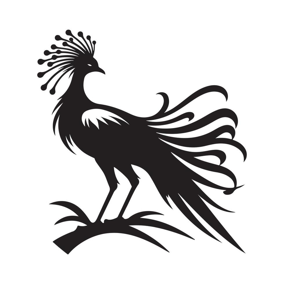 Nature-Themed Secretarybird Silhouettes for Decorative Artwork vector