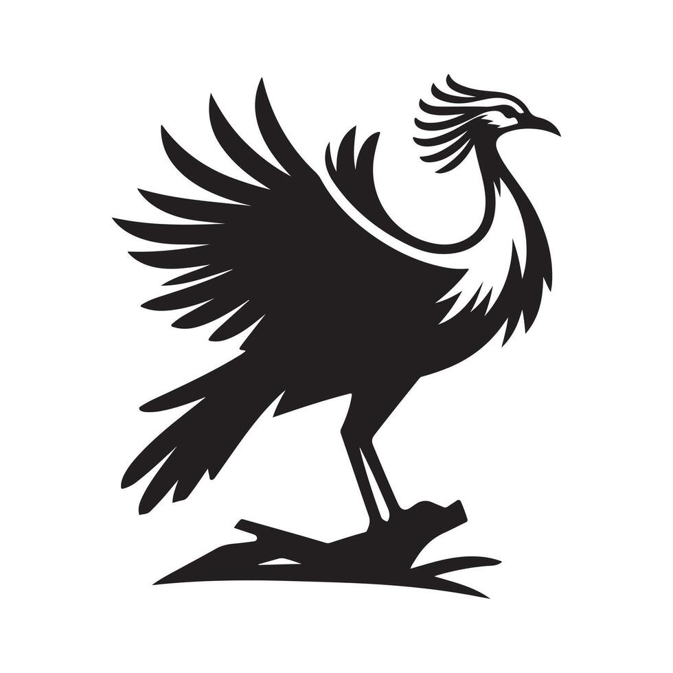 Secretarybird Silhouette Vectors for Science and Nature Publications