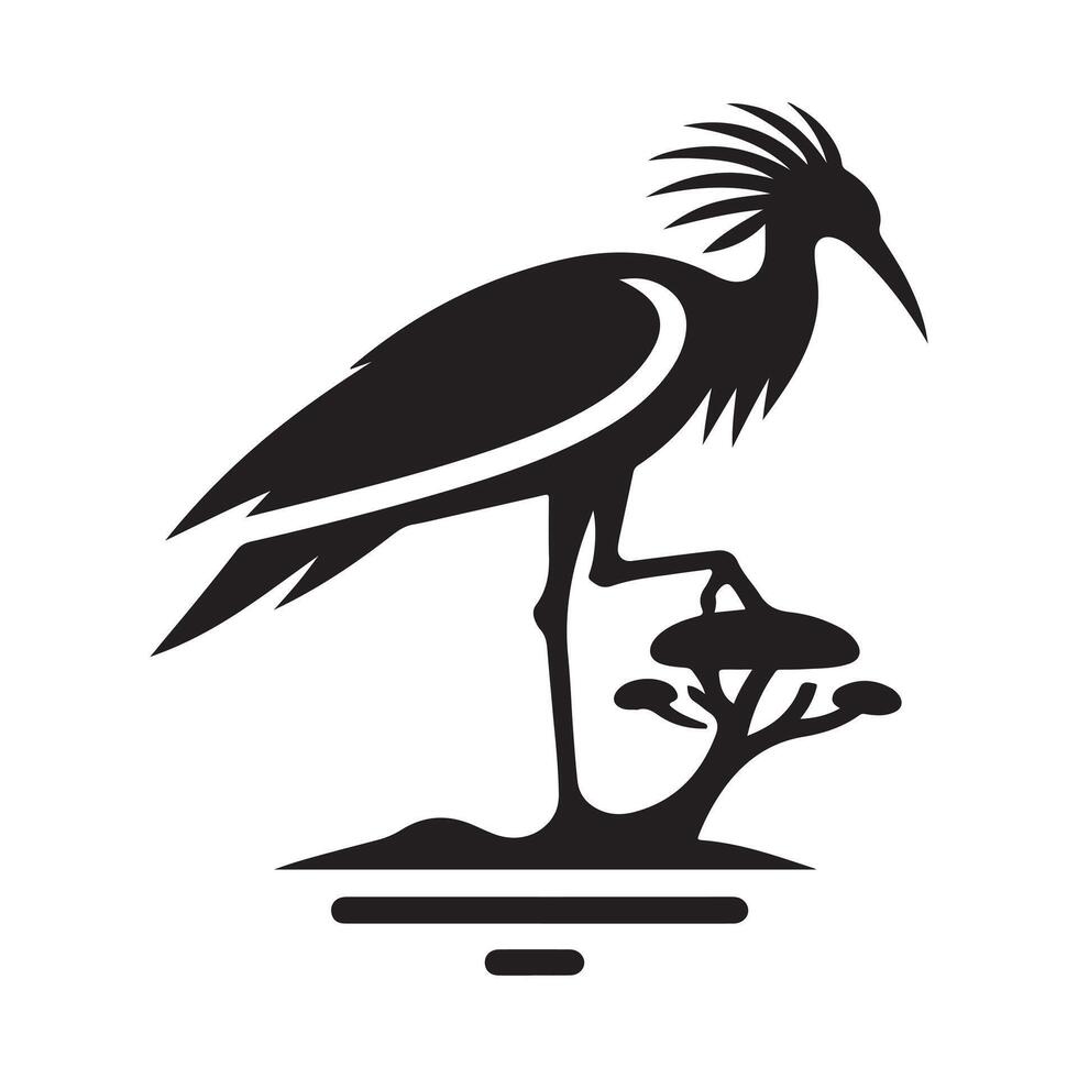 Secretarybird Silhouette Vectors for Nature-Themed Websites