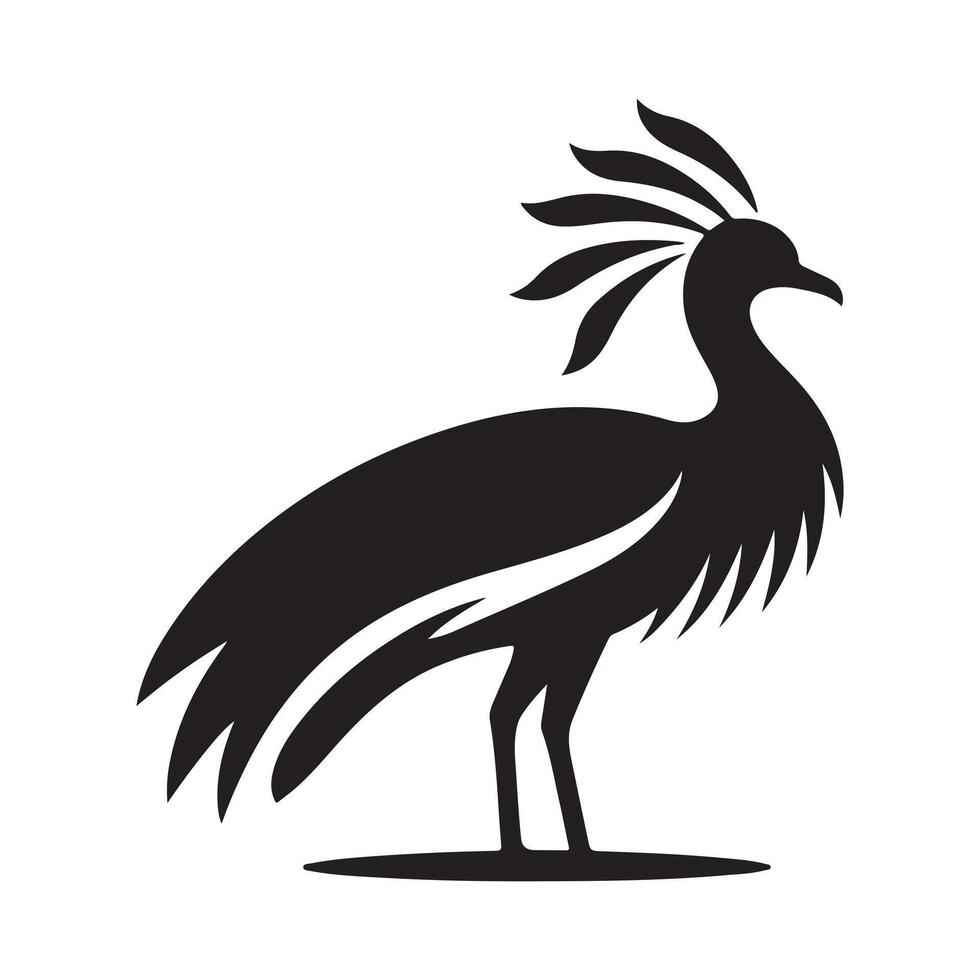 Secretarybird Silhouettes for Educational and Ornithology Designs vector