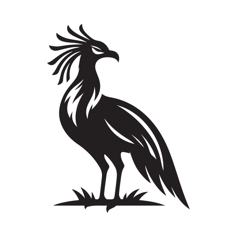 Elegant Secretarybird Silhouettes for Ornithology-Based Projects vector