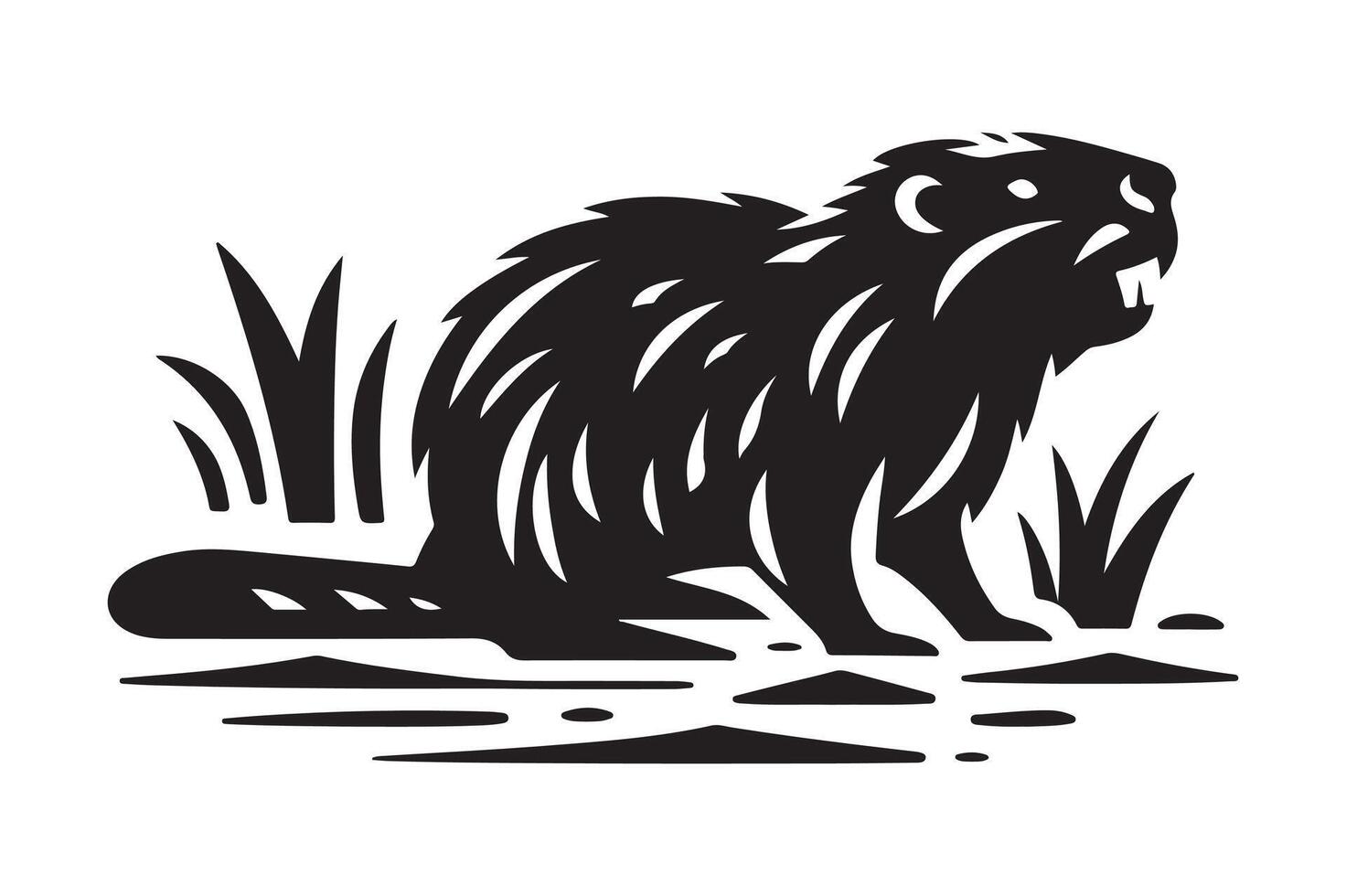 Swamp Beaver Silhouettes for Logos, Posters, and Illustrative Designs vector