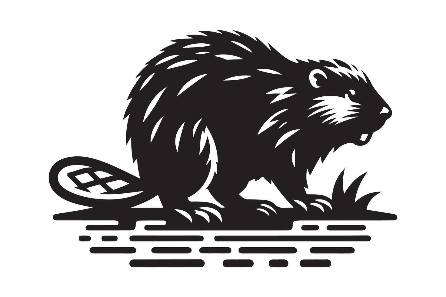 Swamp Beaver Silhouettes for Eco-Focused Advertising and Design vector
