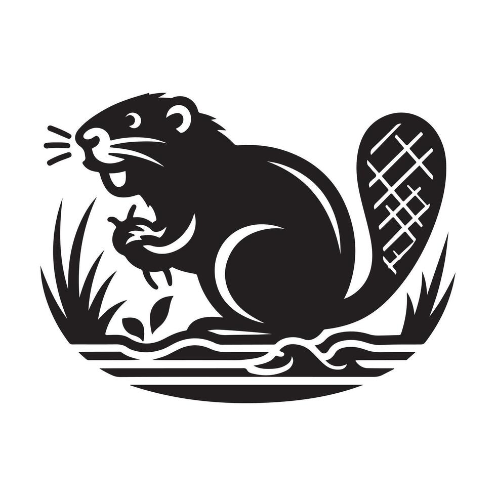 Swamp Beaver Silhouettes for Eco-Friendly and Conservation Graphics vector