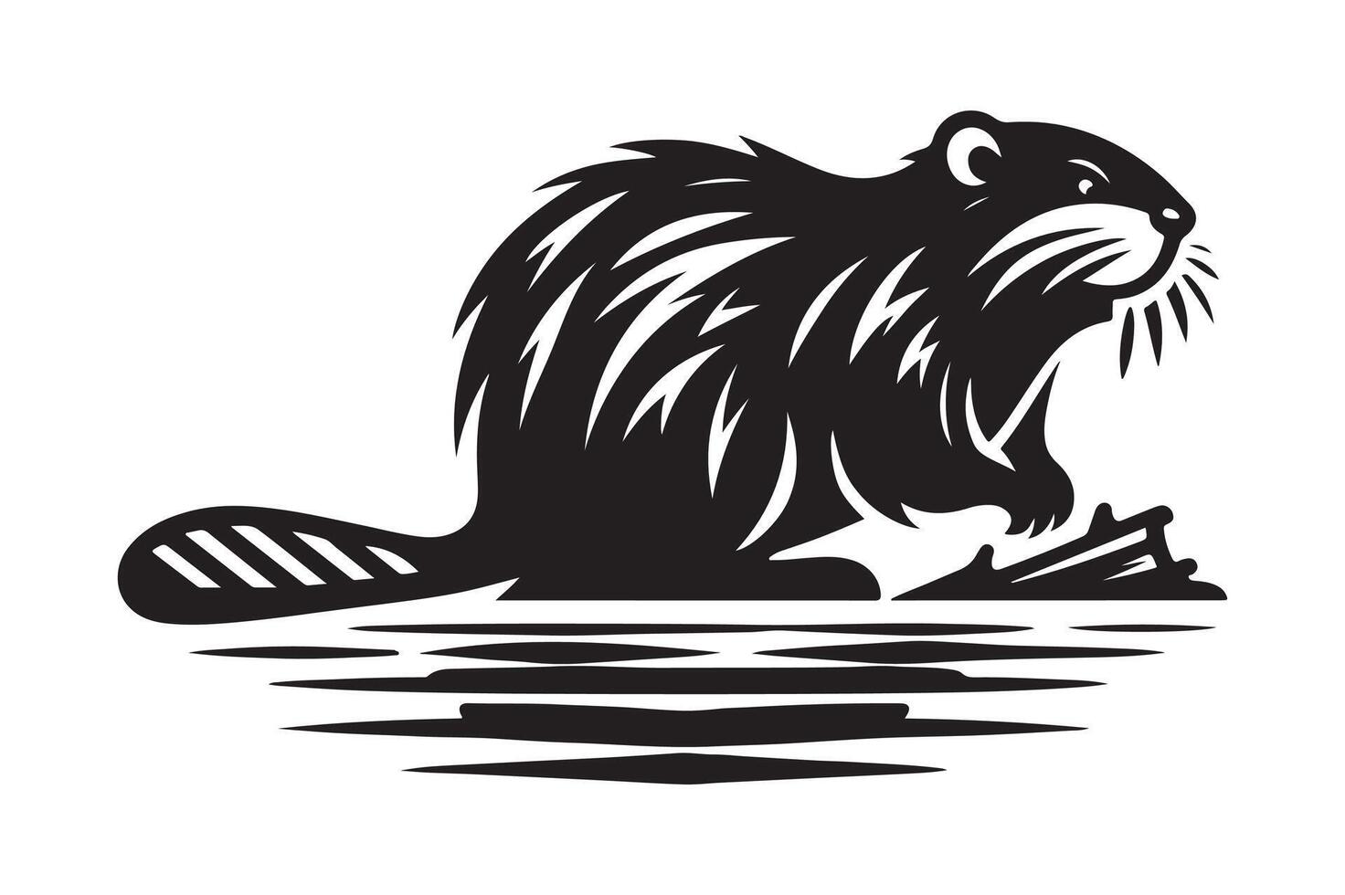 Artistic Swamp Beaver Silhouettes for Nature-Themed Design Work vector