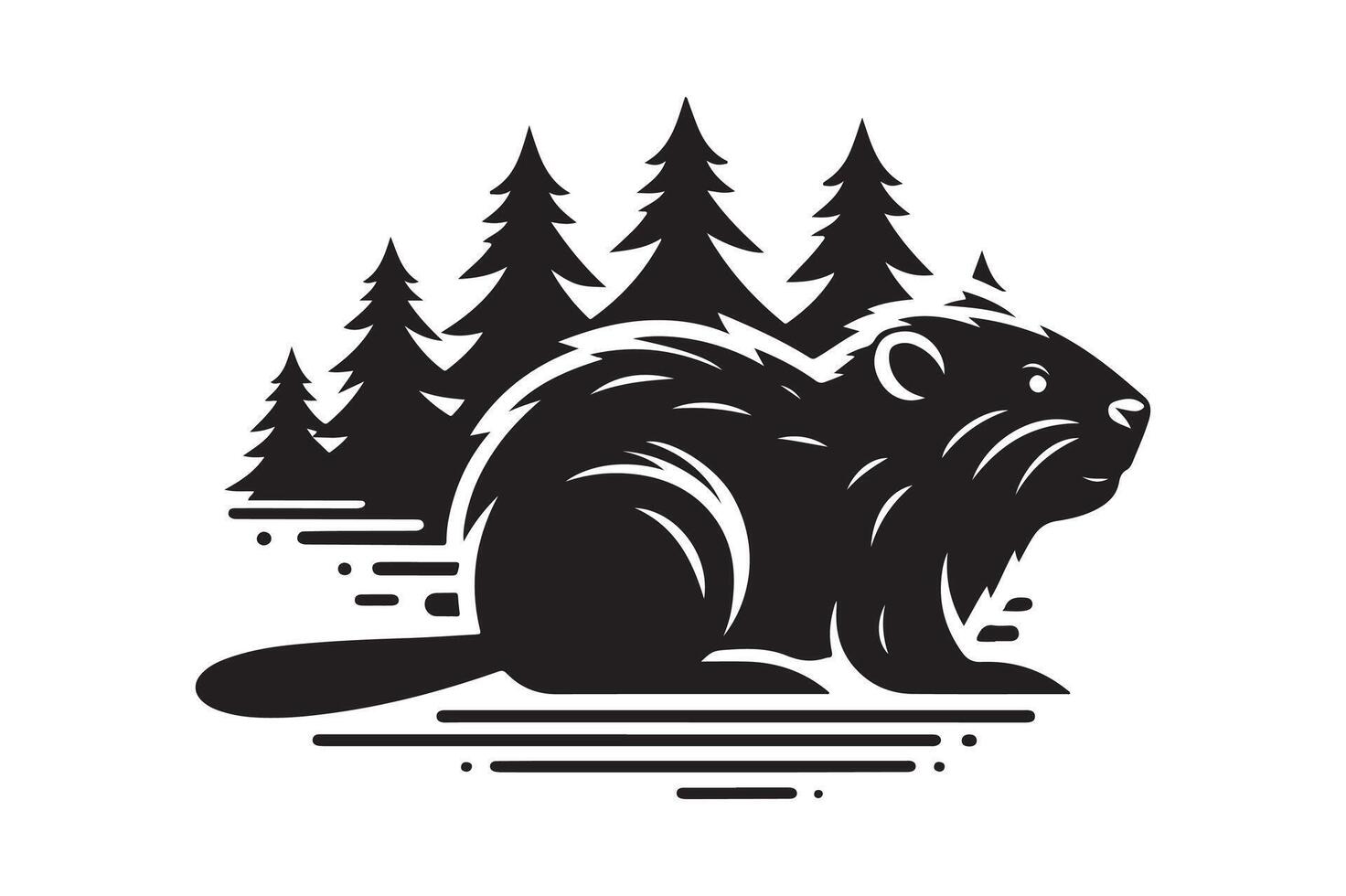 Swamp Beaver Silhouettes Ideal for Nature Posters and Eco Campaigns vector