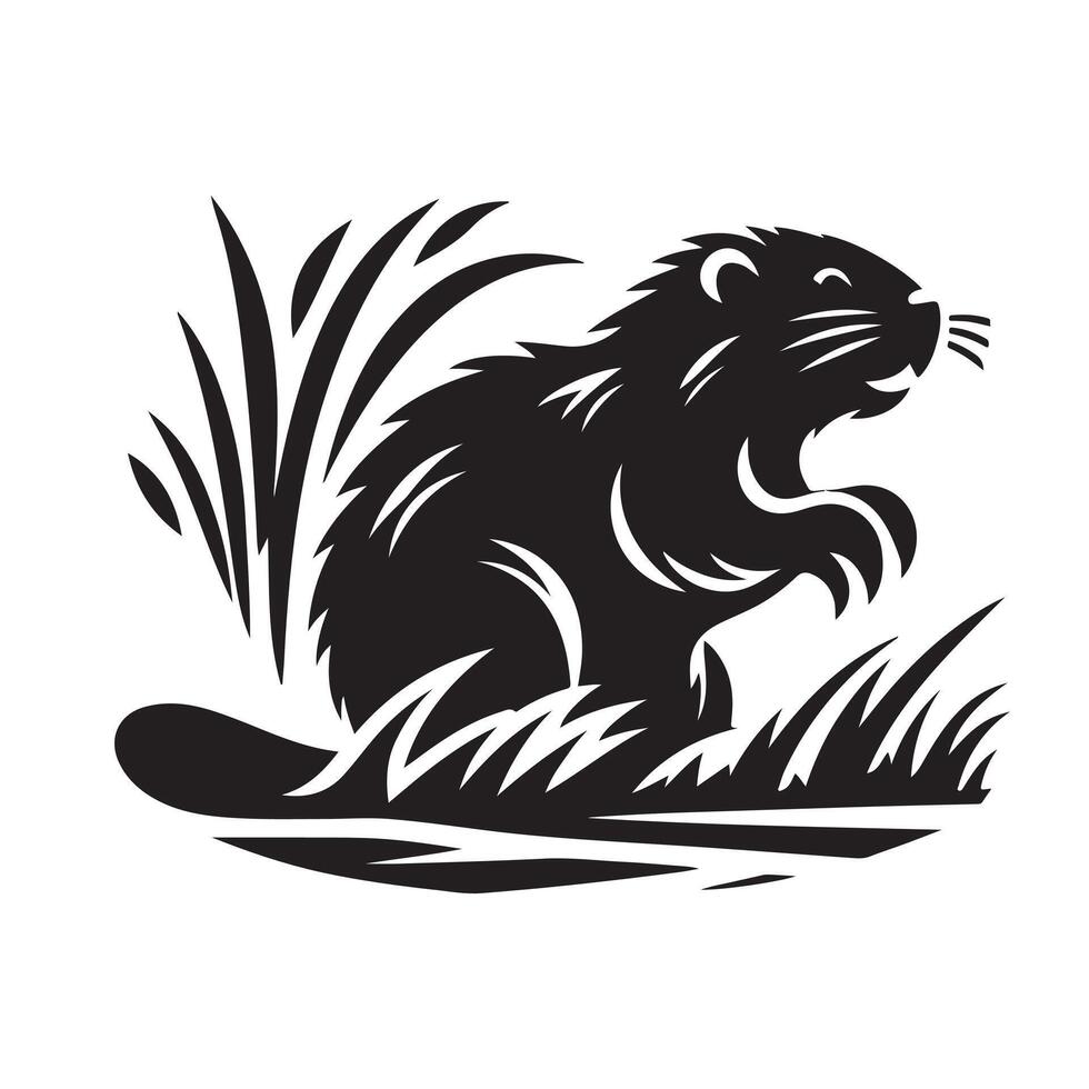 Nature-Inspired Swamp Beaver Silhouettes for Environmental Graphics vector