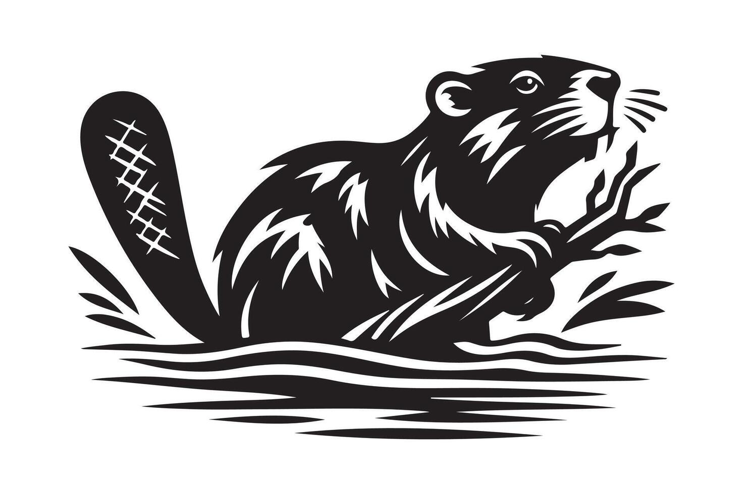 Swamp Beaver Silhouette Vectors for Informational and Conservation Media